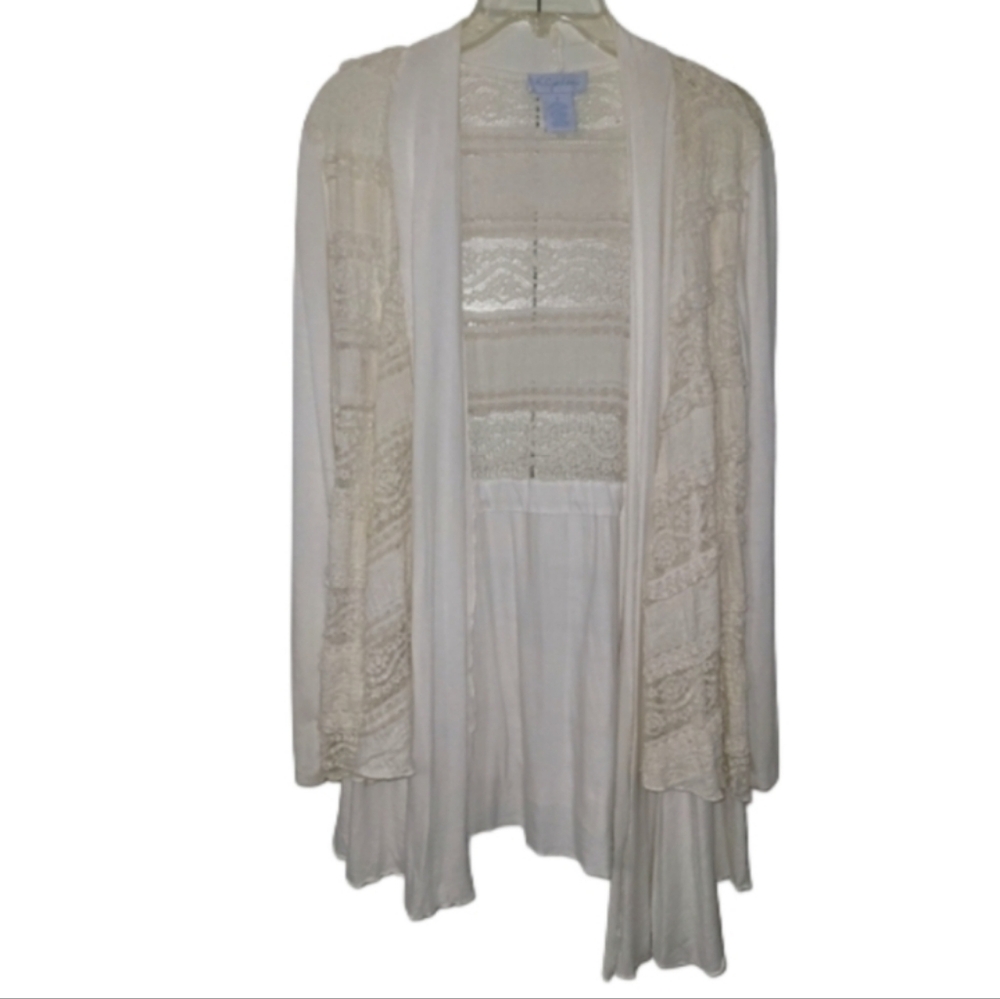 K Jordan   Women's M   Open Front    Tunic   Cardigan   Cream